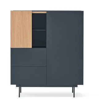 Comoda gri antracit-natural inalta cu aspect de lemn de stejar 100x120 cm Otto - Teulat imagine