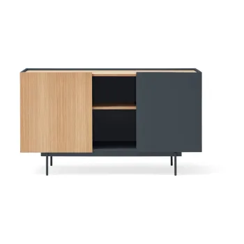 Comoda gri antracit-natural joasa cu aspect de lemn de stejar 130x78 cm Otto - Teulat imagine