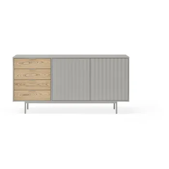 Comoda gri/in culoare naturala joasa cu aspect de lemn de stejar 159x80 cm Sierra - Teulat imagine