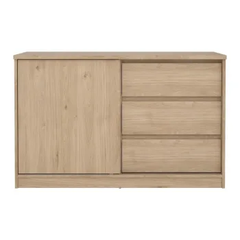 Comoda in culoare naturala cu aspect de lemn de stejar cu usa glisanta 119x76x50 cm Naia - Tvilum imagine
