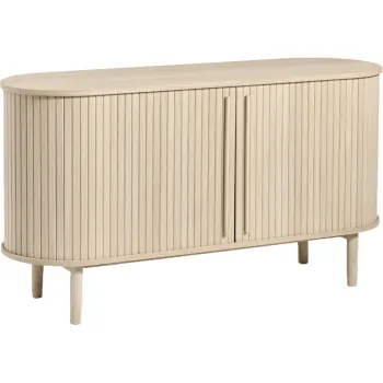 Comoda in culoare naturala cu aspect de lemn de stejar cu usa glisanta 140x76x45 cm Meta - Unique Furniture imagine