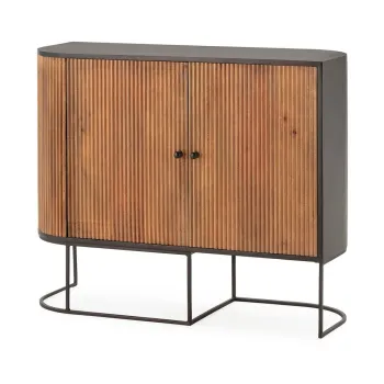 Comoda in culoare naturala din lemn de mango 110x90x40 cm Curve - MOME imagine