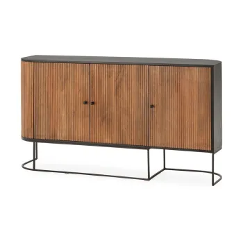 Comoda in culoare naturala din lemn de mango 165x90x40 cm Curve - MOME imagine