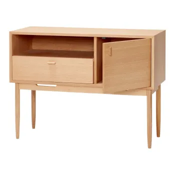 Comoda in culoare naturala inalta cu aspect de lemn de stejar 100x75 cm Cube - Hubsch imagine