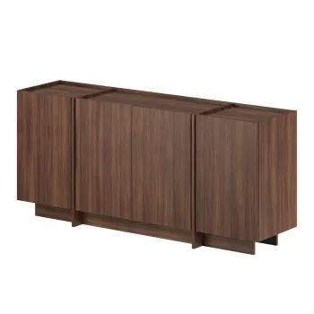 Comoda in culoare naturala inchisa cu aspect de lemn de nuc cu orificiu pentru cabluri 180x80x45 cm Dorma - Kalune Design imagine