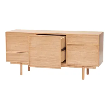 Comoda in culoare naturala joasa cu aspect de lemn de stejar 140x65 cm Cube - Hubsch imagine