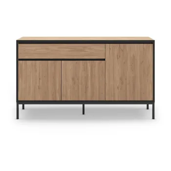 Comoda in culoare naturala joasa cu aspect de lemn de stejar 140x80 cm Lorenza - Marckeric imagine