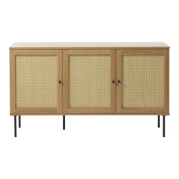 Comoda in culoare naturala joasa cu aspect de lemn de stejar 140x80 cm Pensacola - Unique Furniture imagine