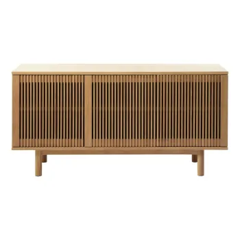 Comoda in culoare naturala joasa cu aspect de lemn de stejar 143x70 cm Tiber - Unique Furniture imagine