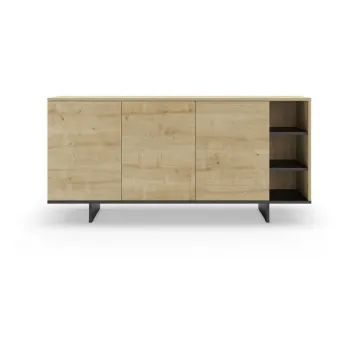 Comoda in culoare naturala joasa cu aspect de lemn de stejar 170x80 cm Cequoia - Marckeric imagine