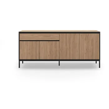Comoda in culoare naturala joasa cu aspect de lemn de stejar 180x80 cm Lorenza - Marckeric imagine