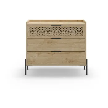 Comoda in culoare naturala joasa cu aspect de lemn de stejar 90x80 cm Inca - Marckeric imagine