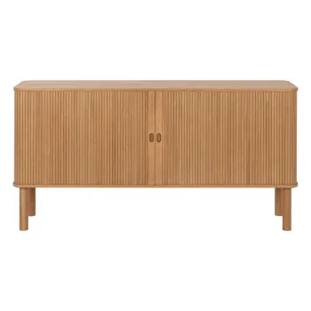 Comoda in culoare naturala joasa cu aspect de lemn de stejar cu usa glisanta 160x80 cm Langley - Actona imagine