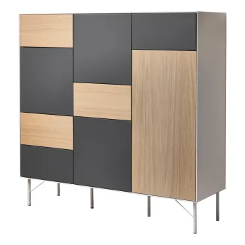 Comoda inalta gri antracit-natural136x133 cm Edge by Hammel - Hammel Furniture imagine