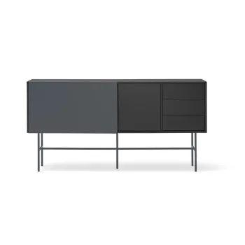 Comoda joasa cu usa glisanta negru-gri antracit 180x91 cm Nube - Teulat imagine
