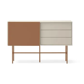 Comoda joasa cu usa glisanta rosu caramiziu-bej 140x91 cm Nube - Teulat imagine