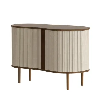 Comoda maro/bej joasa cu aspect de lemn de stejar cu usa glisanta 100x67 cm Audacious - UMAGE imagine