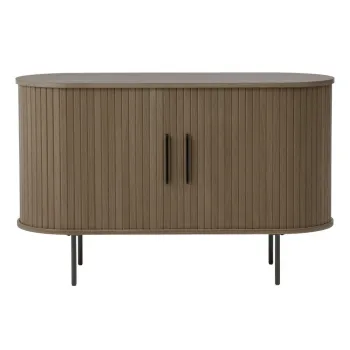 Comoda maro cu aspect de lemn de stejar cu usa glisanta 120x76x45 cm Nola - Unique Furniture imagine