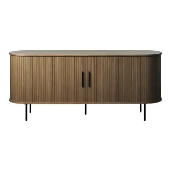 Comoda maro cu aspect de lemn de stejar cu usa glisanta 180x76x45 cm Nola - Unique Furniture imagine