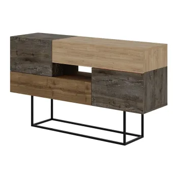 Comoda maro/in culoare naturala joasa cu aspect de lemn de stejar 145x82 cm Titan - Marckeric imagine