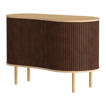 Comoda maro/in culoare naturala joasa cu aspect de lemn de stejar cu usa glisanta 100x67 cm Audacious - UMAGE imagine