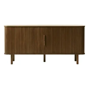 Comoda maro joasa cu aspect de lemn de stejar cu usa glisanta 76x160 cm Cavo - Unique Furniture imagine