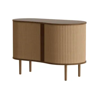 Comoda maro-maro deschis cu aspect de lemn de stejar cu usa glisanta 100x67x50 cm Audacious - UMAGE imagine