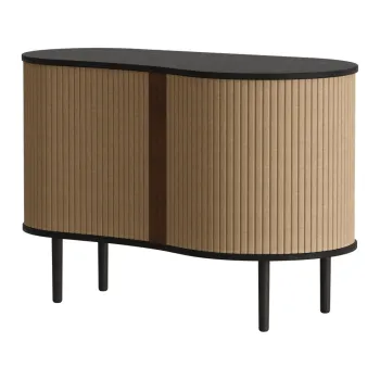 Comoda maro/maro deschis joasa cu aspect de lemn de stejar cu usa glisanta 100x67 cm Audacious - UMAGE imagine