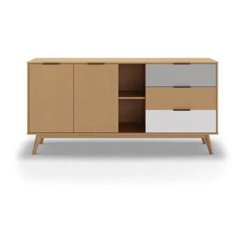 Comoda natural/gri/alb din lemn de pin 165x81 cm Elfa - Marckeric imagine