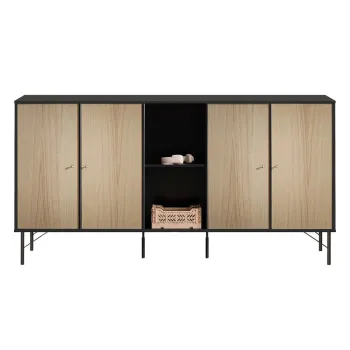 Comoda neagra cu aspect de lemn de stejar, 169 x 89 cm imagine