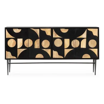 Comoda neagra din lemn de mango 175x90x40 cm Navya - MOME imagine
