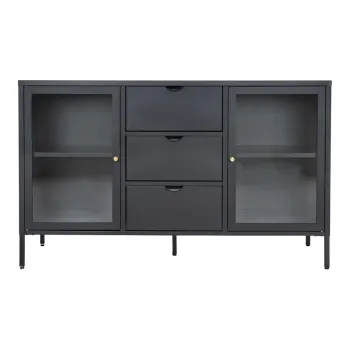 Comoda neagra din metal 140x85 cm Dalby - House Nordic imagine