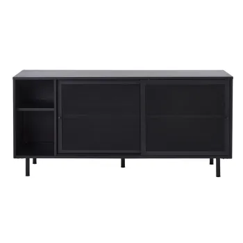 Comoda neagra din metal cu usa glisanta 160x75x46 cm Veep - Unique Furniture imagine