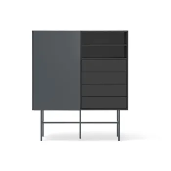 Comoda neagra-gri antracit inalta cu usa glisanta 120x140 cm Nube - Teulat imagine