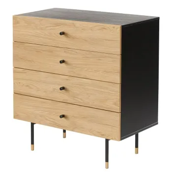 Comoda neagra/in culoare naturala inalta cu aspect de lemn de stejar 80x87 cm Jugend - Woodman imagine