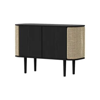 Comoda neagra/in culoare naturala joasa cu aspect de lemn de stejar 109x75 cm Treasures - UMAGE imagine