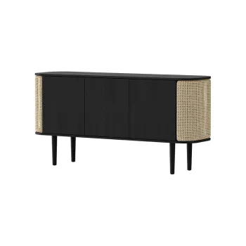 Comoda neagra/in culoare naturala joasa cu aspect de lemn de stejar 150x75 cm Treasures - UMAGE imagine