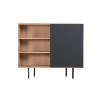 Comoda neagra/in culoare naturala joasa din lemn de stejar 118x100 cm Fina - Gazzda imagine