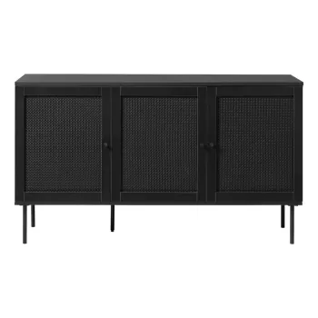 Comoda neagra joasa cu aspect de lemn de stejar 140x80 cm Pensacola - Unique Furniture imagine