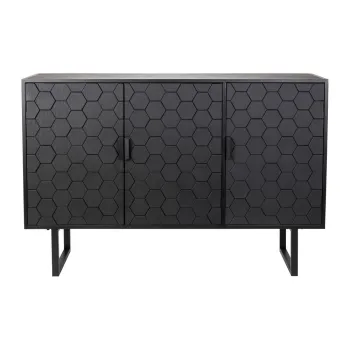 Comoda neagra joasa din lemn de pin 135x90 cm Linc - White Label imagine