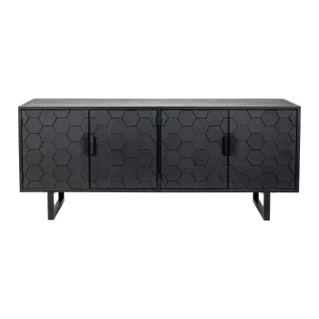 Comoda neagra joasa din lemn de pin 140x58 cm Linc - White Label imagine