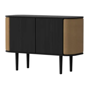 Comoda neagra/maro joasa cu aspect de lemn de stejar 109x75 cm Treasures - UMAGE imagine