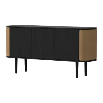 Comoda neagra/maro joasa cu aspect de lemn de stejar 150x75 cm Treasures - UMAGE imagine