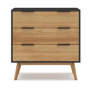 Comoda negru/natural inalta din lemn de pin 80x83 cm Lavis - Marckeric imagine