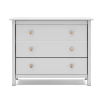 Comoda pentru copii alba joasa din lemn de pin 100x80 cm Max - Marckeric imagine