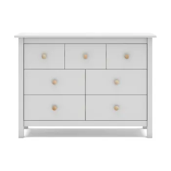 Comoda pentru copii alba joasa din lemn de pin 110x80 cm Max - Marckeric imagine