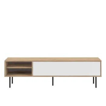 Comoda TV alb-natural cu aspect de lemn de stejar 165x40 cm Ampere - TemaHome imagine
