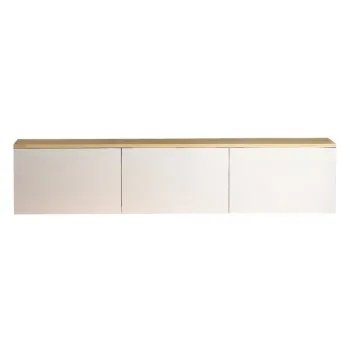 Comoda TV alba/in culoare naturala cu aspect de lemn de stejar 160x35x32 cm Neon - Kalune Design imagine