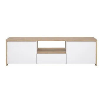 Comoda TV alba/in culoare naturala cu aspect de lemn de stejar 179x52x48 cm Next - Tvilum imagine