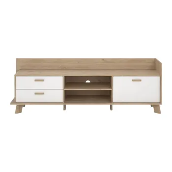 Comoda TV alba/in culoare naturala cu aspect de lemn de stejar 182x62x51 cm Ikast - Tvilum imagine